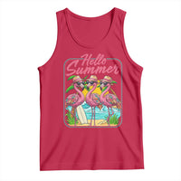 Summer Flamingo Pink Tank Top Tropical Palm Tree Beach Vacation