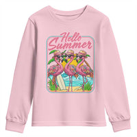 Summer Flamingo Pink Youth Sweatshirt Tropical Palm Tree Beach Vacation
