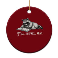Feral But Well Read Ceramic Ornament Funny Raccoon Reading Book Lover