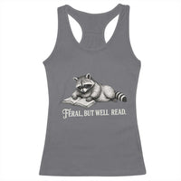 Feral But Well Read Racerback Tank Top Funny Raccoon Reading Book Lover
