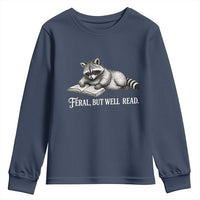 Feral But Well Read Youth Sweatshirt Funny Raccoon Reading Book Lover