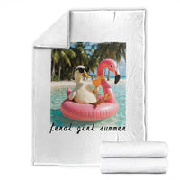Feral Girl Summer Throw Blanket Silly Goose Summer Beach Meme
