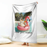 Feral Girl Summer Throw Blanket Silly Goose Summer Beach Meme