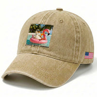 Feral Girl Summer Washed Cotton Baseball Cap Silly Goose Summer Beach Meme