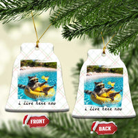 I Live Here Now Raccoon Ceramic Ornament Funny Summer Vacation Meme