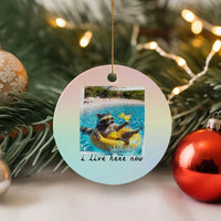 I Live Here Now Raccoon Ceramic Ornament Funny Summer Vacation Meme