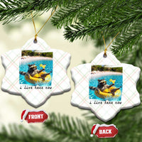 I Live Here Now Raccoon Ceramic Ornament Funny Summer Vacation Meme