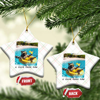 I Live Here Now Raccoon Ceramic Ornament Funny Summer Vacation Meme