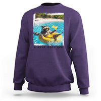 I Live Here Now Raccoon Sweatshirt Funny Summer Vacation Meme