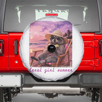 Feral Girl Summer Spare Tire Cover Funny Raccoon Summer Beach Meme