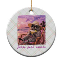 Feral Girl Summer Ceramic Ornament Funny Raccoon Summer Beach Meme