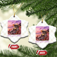 Feral Girl Summer Ceramic Ornament Funny Raccoon Summer Beach Meme