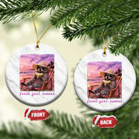 Feral Girl Summer Ceramic Ornament Funny Raccoon Summer Beach Meme