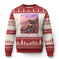 Feral Girl Summer Ugly Christmas Sweater Funny Raccoon Summer Beach Meme