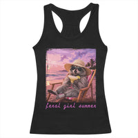 Feral Girl Summer Racerback Tank Top Funny Raccoon Summer Beach Meme