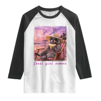Feral Girl Summer Raglan Shirt Funny Raccoon Summer Beach Meme