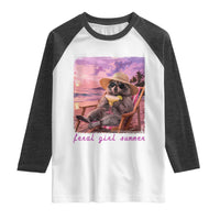 Feral Girl Summer Raglan Shirt Funny Raccoon Summer Beach Meme