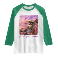 Feral Girl Summer Raglan Shirt Funny Raccoon Summer Beach Meme