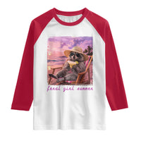 Feral Girl Summer Raglan Shirt Funny Raccoon Summer Beach Meme
