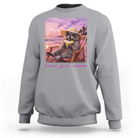 Feral Girl Summer Sweatshirt Funny Raccoon Summer Beach Meme