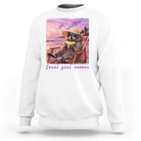 Feral Girl Summer Sweatshirt Funny Raccoon Summer Beach Meme
