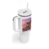 Feral Girl Summer Tumbler With Handle Funny Raccoon Summer Beach Meme