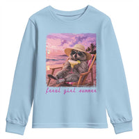 Feral Girl Summer Youth Sweatshirt Funny Raccoon Summer Beach Meme