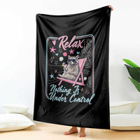 Relax Nothing Is Under Control Throw Blanket Chill Raccoon Beach Vacation Gift