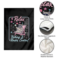 Relax Nothing Is Under Control Garden Flag Chill Raccoon Beach Vacation Gift