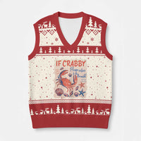 If Crabby Please Return To The Beach V-Neck Knit Sweater Vest Funny Crab Summer Vibes