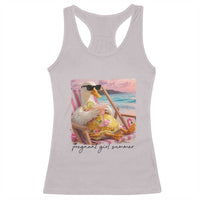Pregnant Girl Summer Goose Mom Racerback Tank Top Funny Pregnancy Announcement