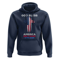 God Bless America 250 Years 1776-2026 Hoodie Christian Cross Flag