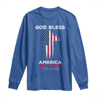 God Bless America 250 Years 1776-2026 Long Sleeve Shirt Christian Cross Flag