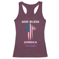 God Bless America 250 Years 1776-2026 Racerback Tank Top Christian Cross Flag