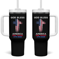 God Bless America 250 Years 1776-2026 Tumbler With Handle Christian Cross Flag