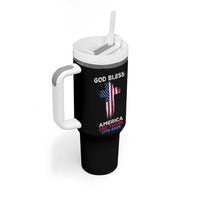 God Bless America 250 Years 1776-2026 Tumbler With Handle Christian Cross Flag