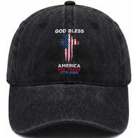 God Bless America 250 Years 1776-2026 Washed Cotton Baseball Cap Christian Cross Flag