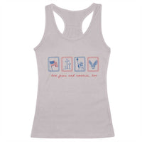 Loves Jesus and America Too Racerback Tank Top 4th of July Christian