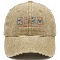 Loves Jesus and America Too Washed Cotton Baseball Cap 4th of July Christian