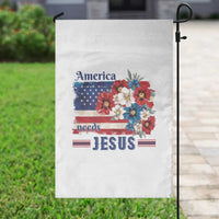 America Needs Jesus Garden Flag Christian Floral US Flag 4th of July