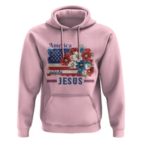 America Needs Jesus Hoodie Christian Floral US Flag 4th of July