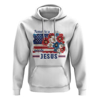 America Needs Jesus Hoodie Christian Floral US Flag 4th of July