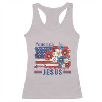 America Needs Jesus Racerback Tank Top Christian Floral US Flag 4th of July
