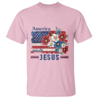 America Needs Jesus T Shirt Christian Floral US Flag 4th of July