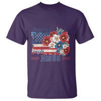 America Needs Jesus T Shirt Christian Floral US Flag 4th of July