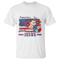 America Needs Jesus T Shirt Christian Floral US Flag 4th of July