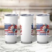 America Needs Jesus Tumbler Cup Christian Floral US Flag 4th of July