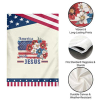America Needs Jesus Patriotic Garden Flag Christian Floral US Flag 4th of July
