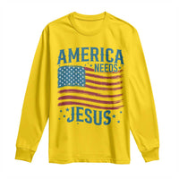 America Needs Jesus Long Sleeve Shirt 4th of July Christian