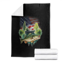 Bass Fishing Patriotic American Flag Throw Blanket - Wonder Print Shop